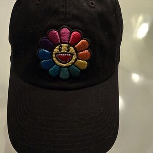 0033-Black Embroidered Rainbow Flower Cap